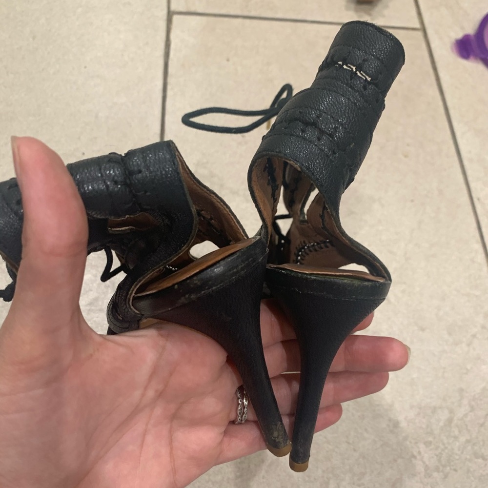 Joie black lace up sexy comfy heels - Picture 7 of 10